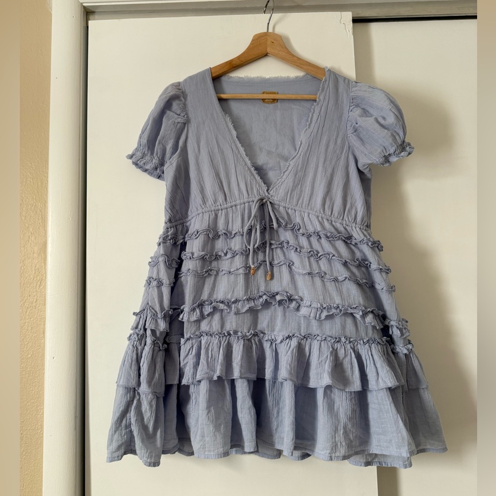 Free People Lavender Mini Ruffle Dress
